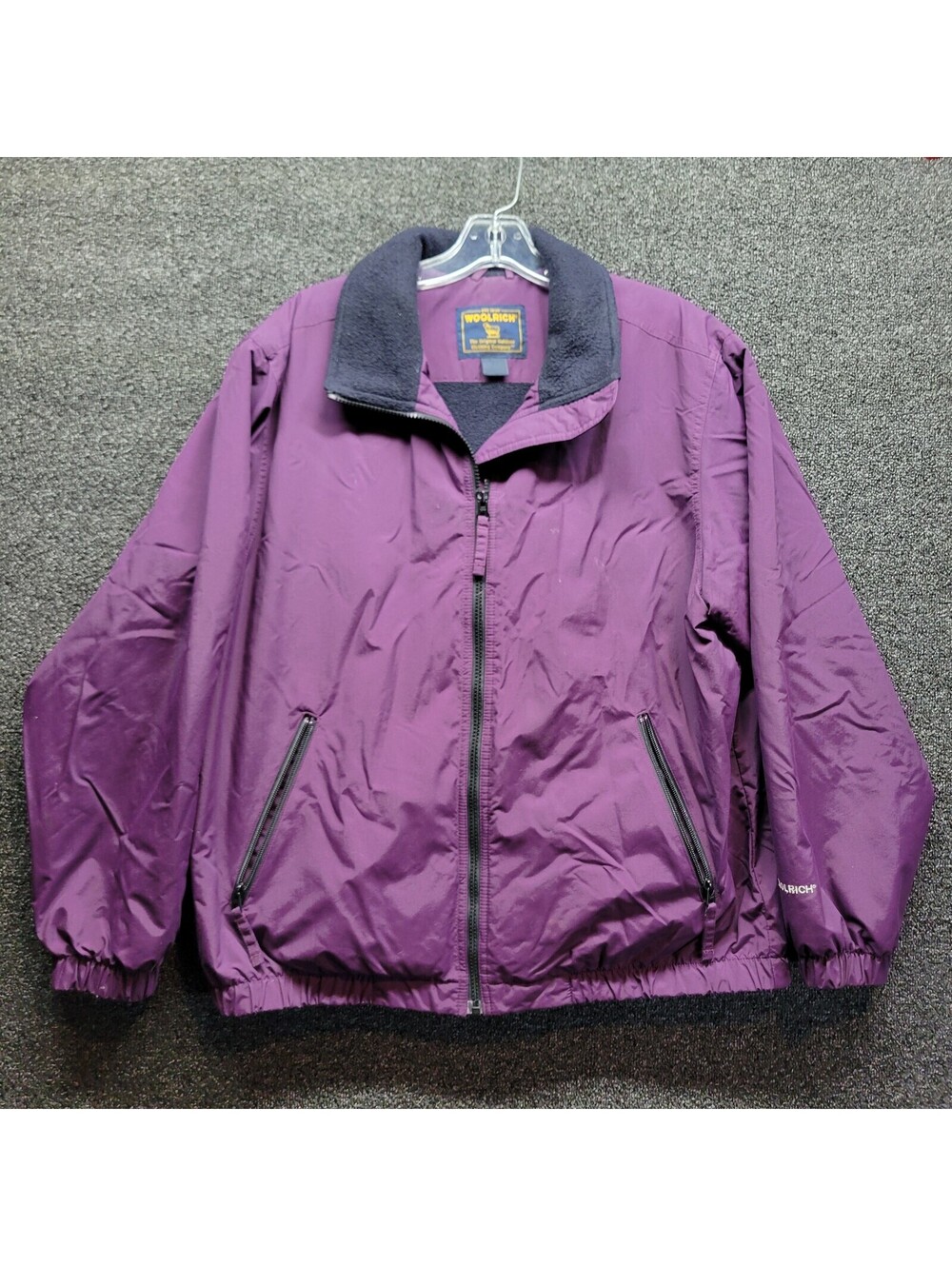 Vtg Woolrich Women's Sz L Purple Nylon Full-Zip Bomber Jacket